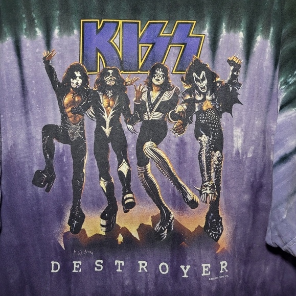 KISS Destroyer Tshirt Black Purple Tie Dye 4XL - Picture 3 of 3